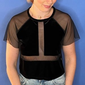 Black velvety and see through crop top!